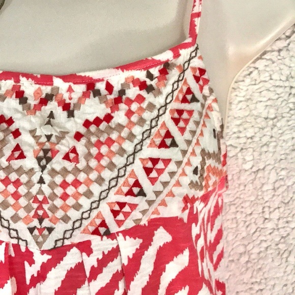 BEACH LUNCH LOUNGE Red and White Geometric Design Babydoll Top Size XS - Picture 6 of 10
